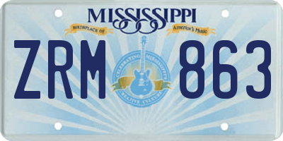 MS license plate ZRM863