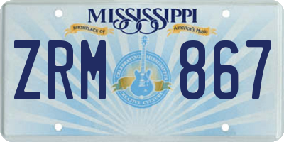 MS license plate ZRM867