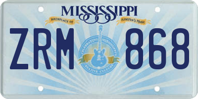 MS license plate ZRM868