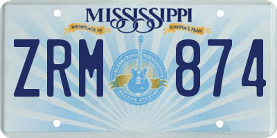 MS license plate ZRM874