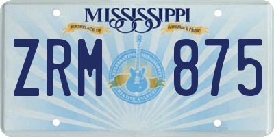 MS license plate ZRM875