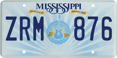 MS license plate ZRM876