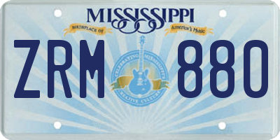 MS license plate ZRM880