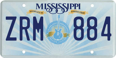 MS license plate ZRM884