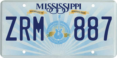 MS license plate ZRM887