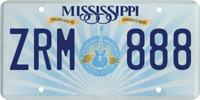 MS license plate ZRM888