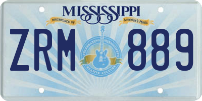 MS license plate ZRM889
