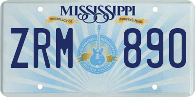MS license plate ZRM890