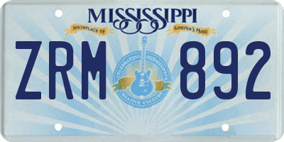 MS license plate ZRM892