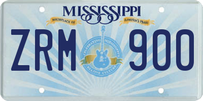 MS license plate ZRM900