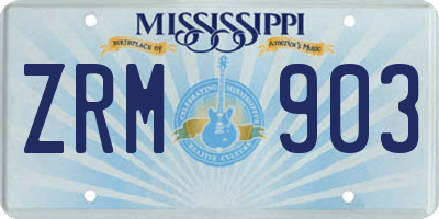 MS license plate ZRM903