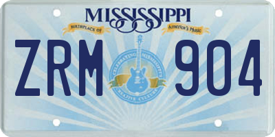 MS license plate ZRM904