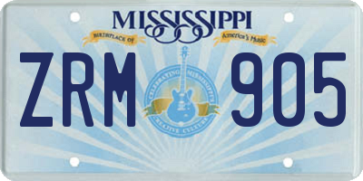 MS license plate ZRM905