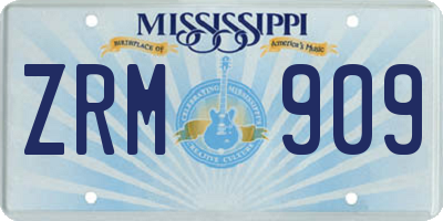 MS license plate ZRM909