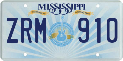 MS license plate ZRM910
