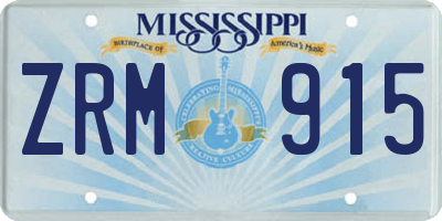 MS license plate ZRM915