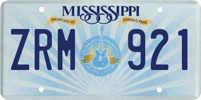 MS license plate ZRM921