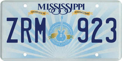 MS license plate ZRM923