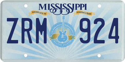 MS license plate ZRM924