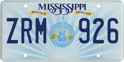 MS license plate ZRM926