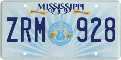 MS license plate ZRM928