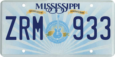MS license plate ZRM933