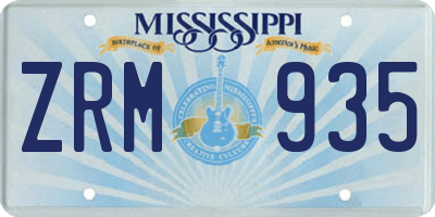 MS license plate ZRM935