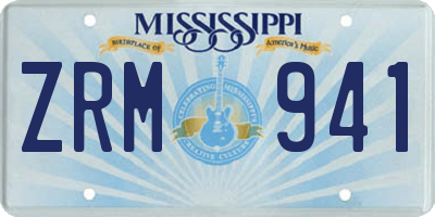 MS license plate ZRM941