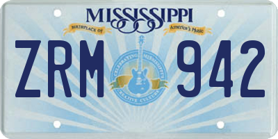 MS license plate ZRM942