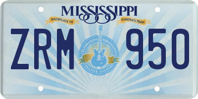 MS license plate ZRM950