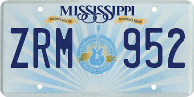 MS license plate ZRM952