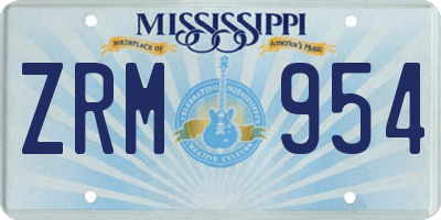 MS license plate ZRM954