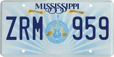 MS license plate ZRM959