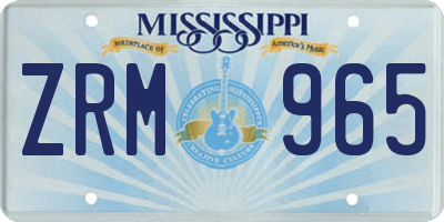 MS license plate ZRM965