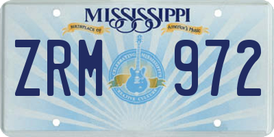 MS license plate ZRM972