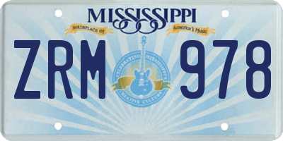 MS license plate ZRM978