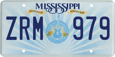 MS license plate ZRM979