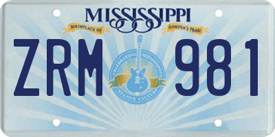 MS license plate ZRM981