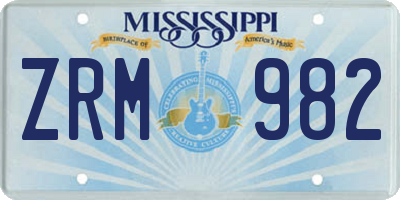 MS license plate ZRM982