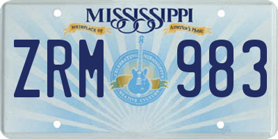 MS license plate ZRM983