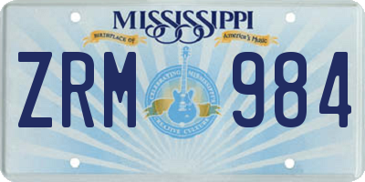 MS license plate ZRM984