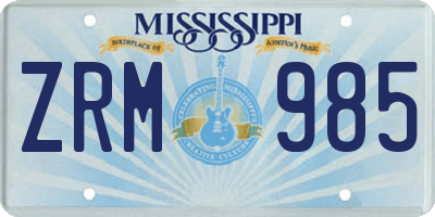 MS license plate ZRM985