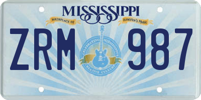 MS license plate ZRM987