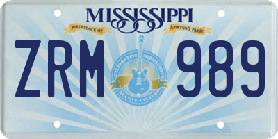 MS license plate ZRM989