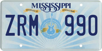 MS license plate ZRM990