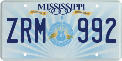 MS license plate ZRM992
