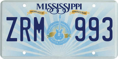 MS license plate ZRM993