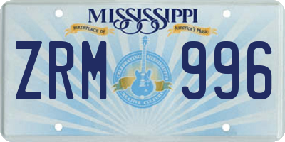 MS license plate ZRM996