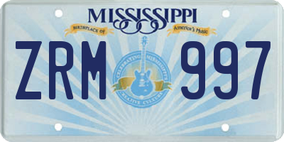 MS license plate ZRM997