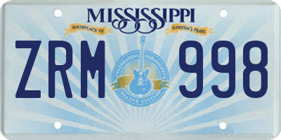 MS license plate ZRM998